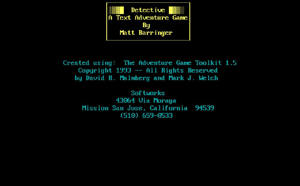 Detective: A Text Adventure Game 1993 detective story