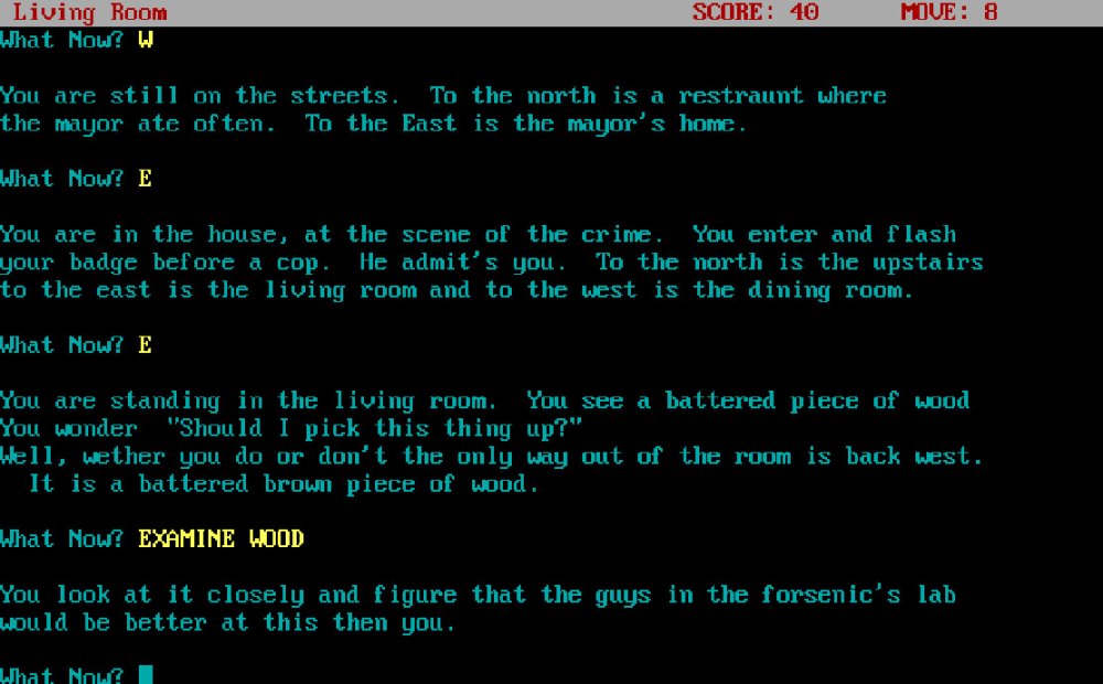 Detective: A Text Adventure Game 1993 detective game inspired game